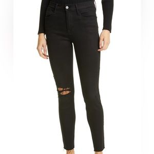 FRAME DENIM Le High Skinny Ripped Raw Hem Ankle Jeans Blackfish Rips 24